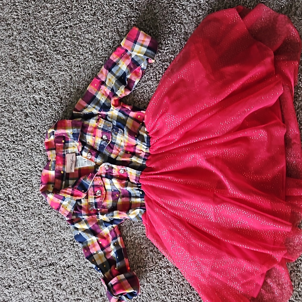 Little lass, girls size 2t pink flannel dress